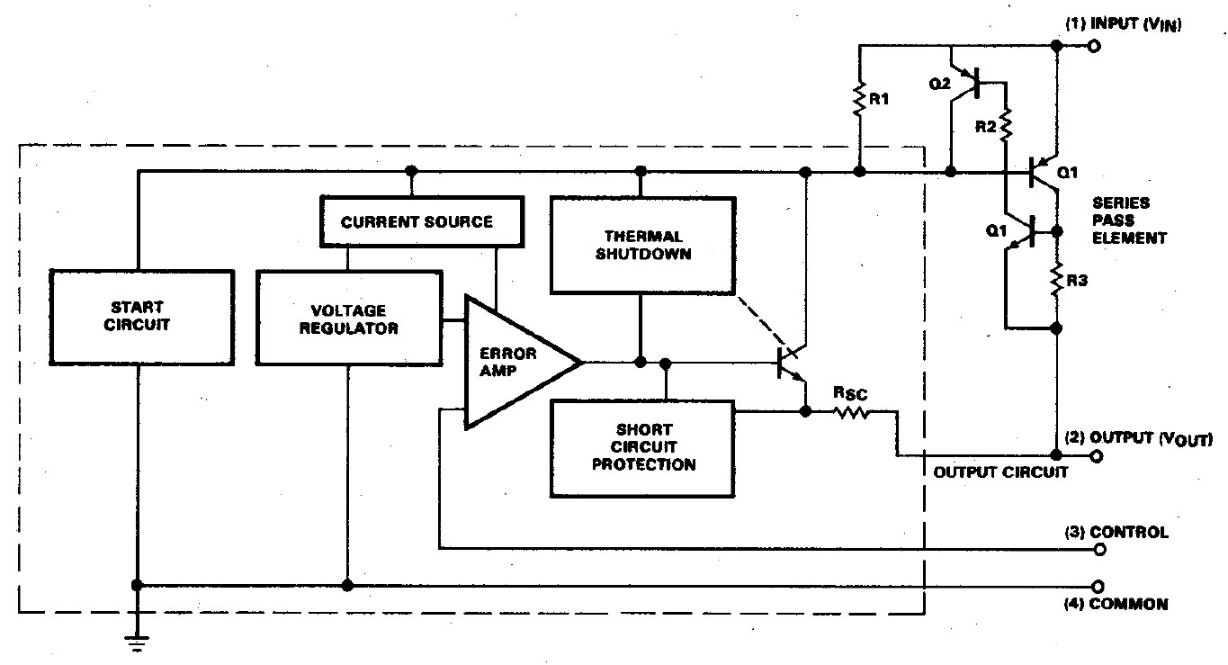 Fairchild Voltage Regulator Handbook µA78HG Regler Blockschaltbild